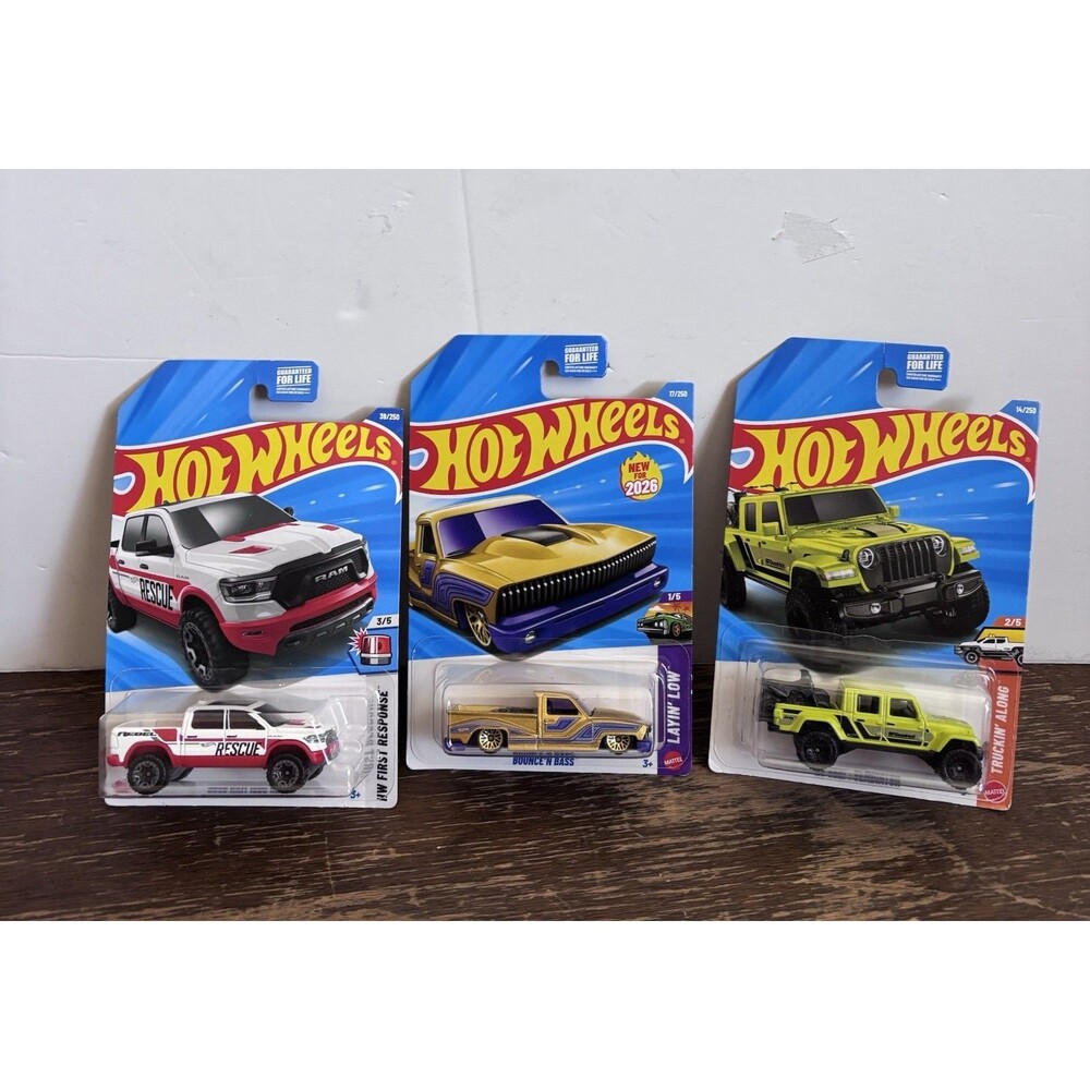 Hot Wheels Truck Lot Of 3 New Sealed Jeep Gladiator RAM 1500 Rebel Bounce’s Bass